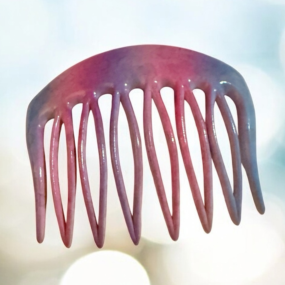 Fab 1970’s Vintage French Hair Comb in Pink & Purple Ombré, Handmade in Paris